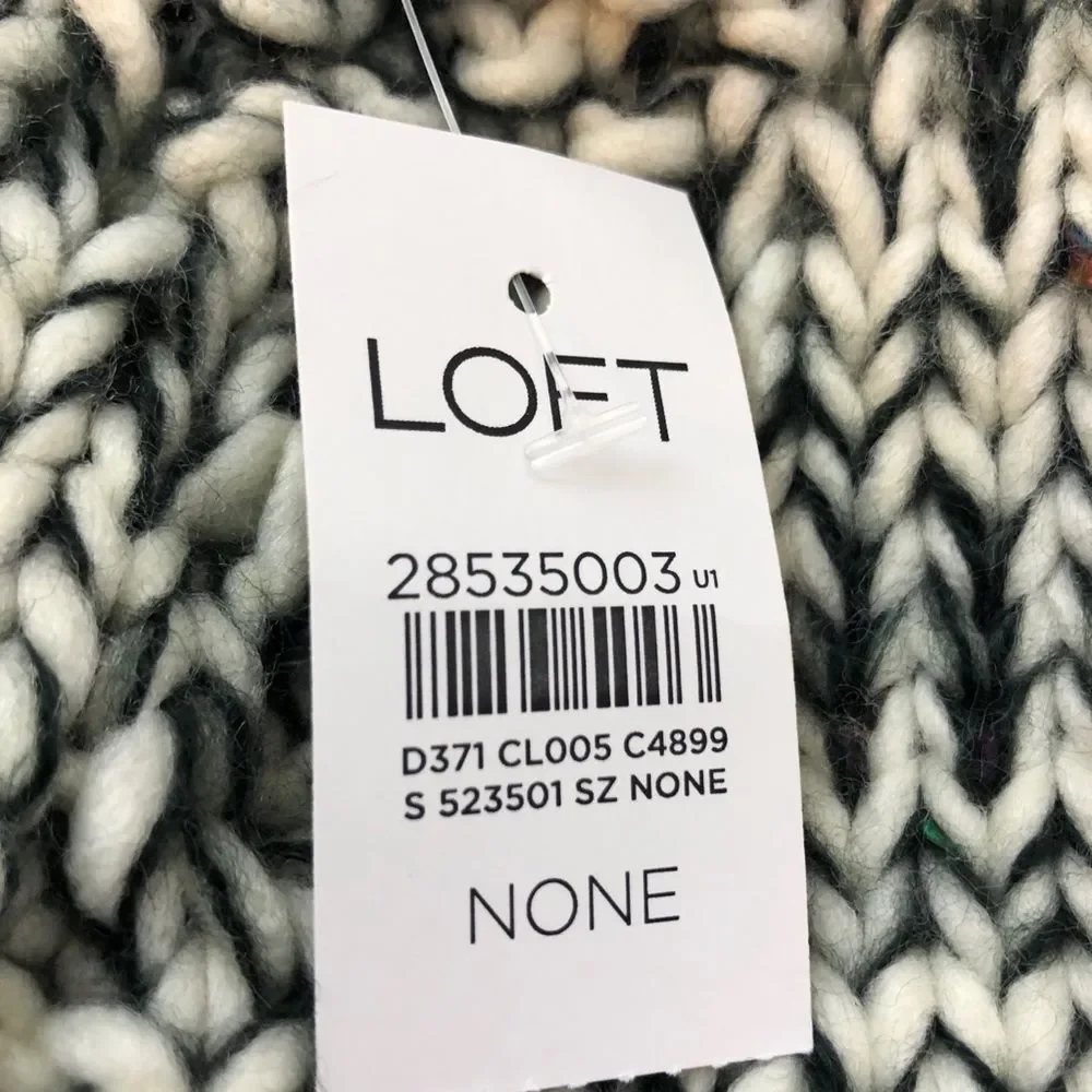 Loft cable knit marble infinity warm comfy timeless scarf black and white